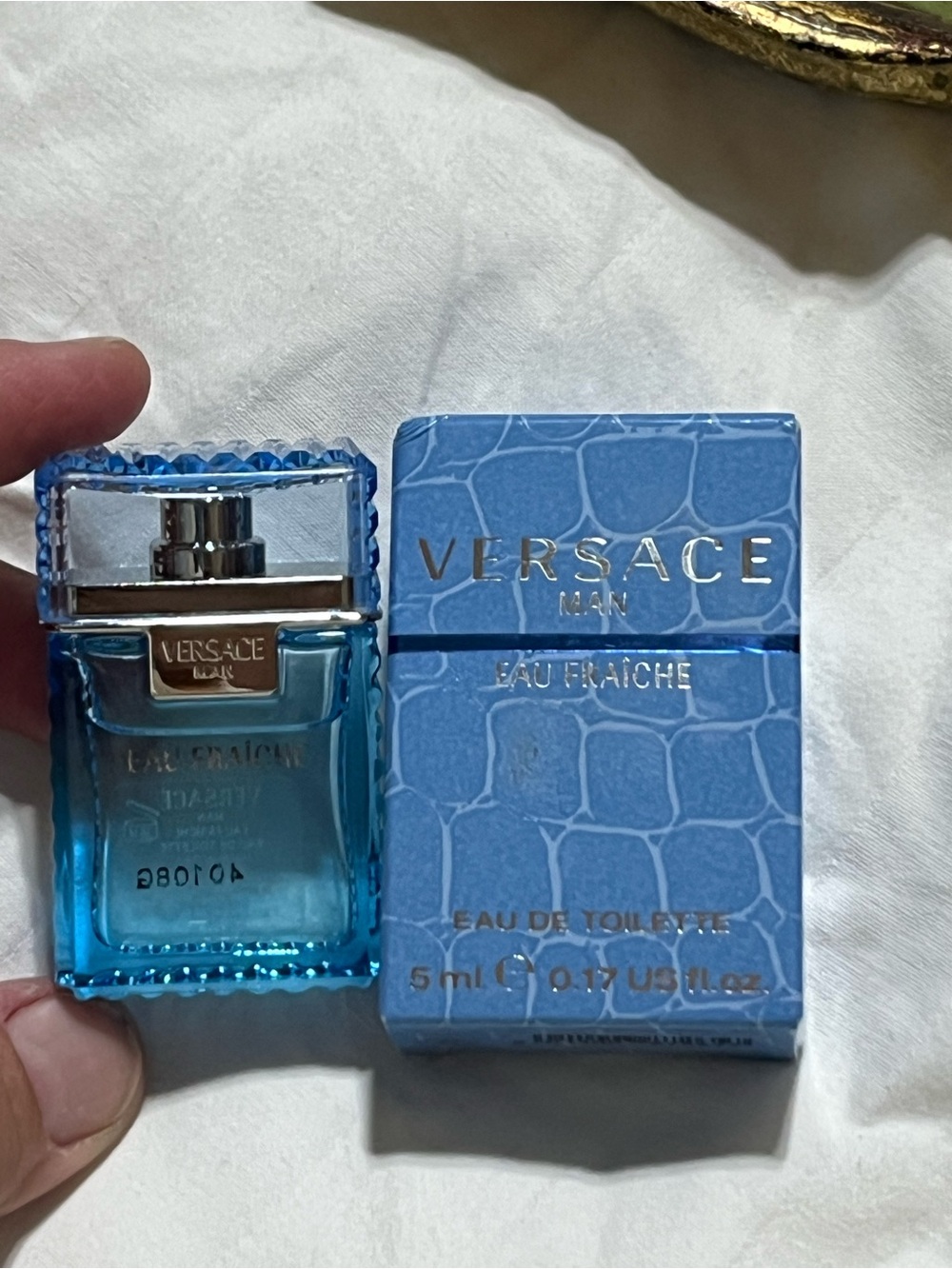 Versace Blue Eau Fraîche Miniature Bottle and Box